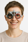 Frau mit Messbrille